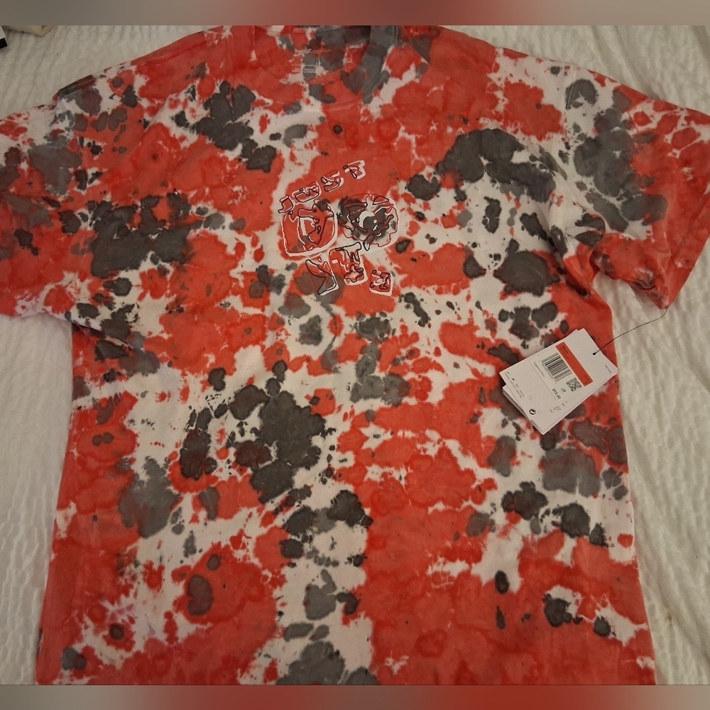 Nike Air Max90 Red And Grey Tie-Dye T-Shirt NWT Size Large FN1839-657